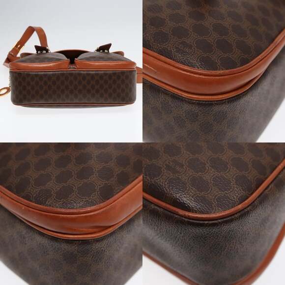 CELINE Macadam Canvas Shoulder Bag Pvc Leather Brown Gold - Picture 10 of 13